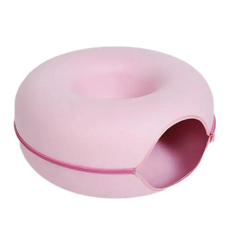 Pet Cat Tunnel Bed with Smart Zipper Design Donut Interactive Game Toy Indoor Kitten Training Sports Equipment Pet Supplies